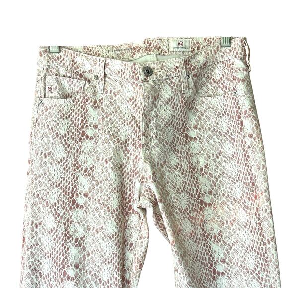 AG Adriano Goldschmied The Prima Ankle Jeans 27R Snake Print Taupe Beige - Picture 6 of 9